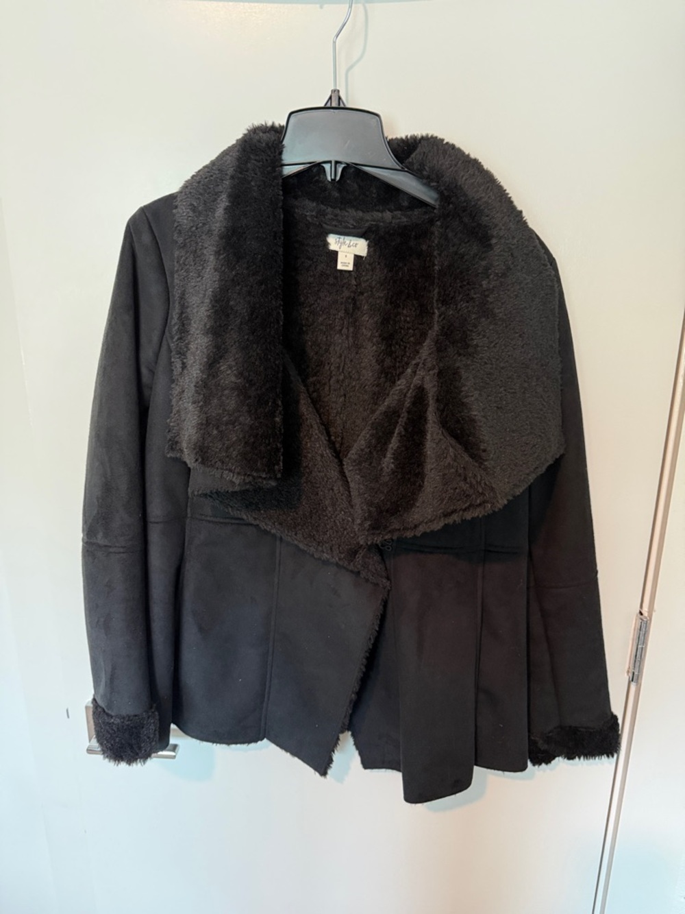 Style & Co. Black Faux Shearling Teddy Coat